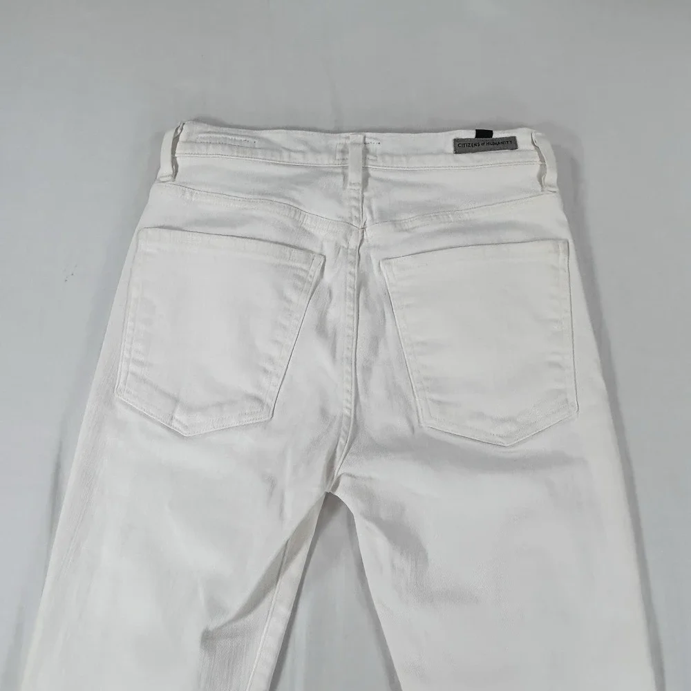 COH Citizens of Humanity Drew Flounce Flared Cropped White Jeans 25 High Rise - Picture 4 of 12